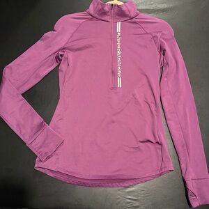 EUC Under Armour Size Small Raspberry ColdGear 1/2 Zip Top Thumb Holes Logo S